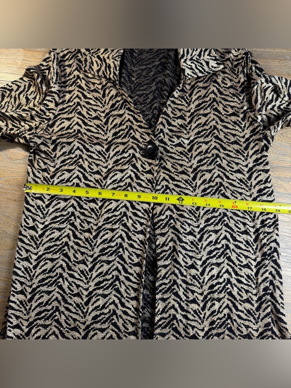 Chico's Metallic Black and Gold Animal Print Top - Picture 6 of 8